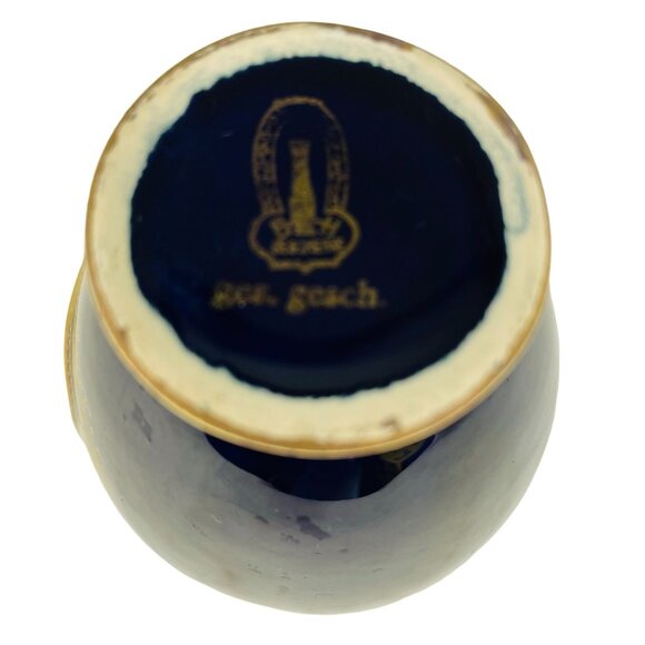 Rare Halbach Vase Geschenke Um German Colbalt Blue Echt Kolbalt u Flower Hand Pa - Picture 4 of 4